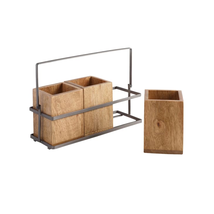 Product Image: Wood and Metal Flatware Caddy
