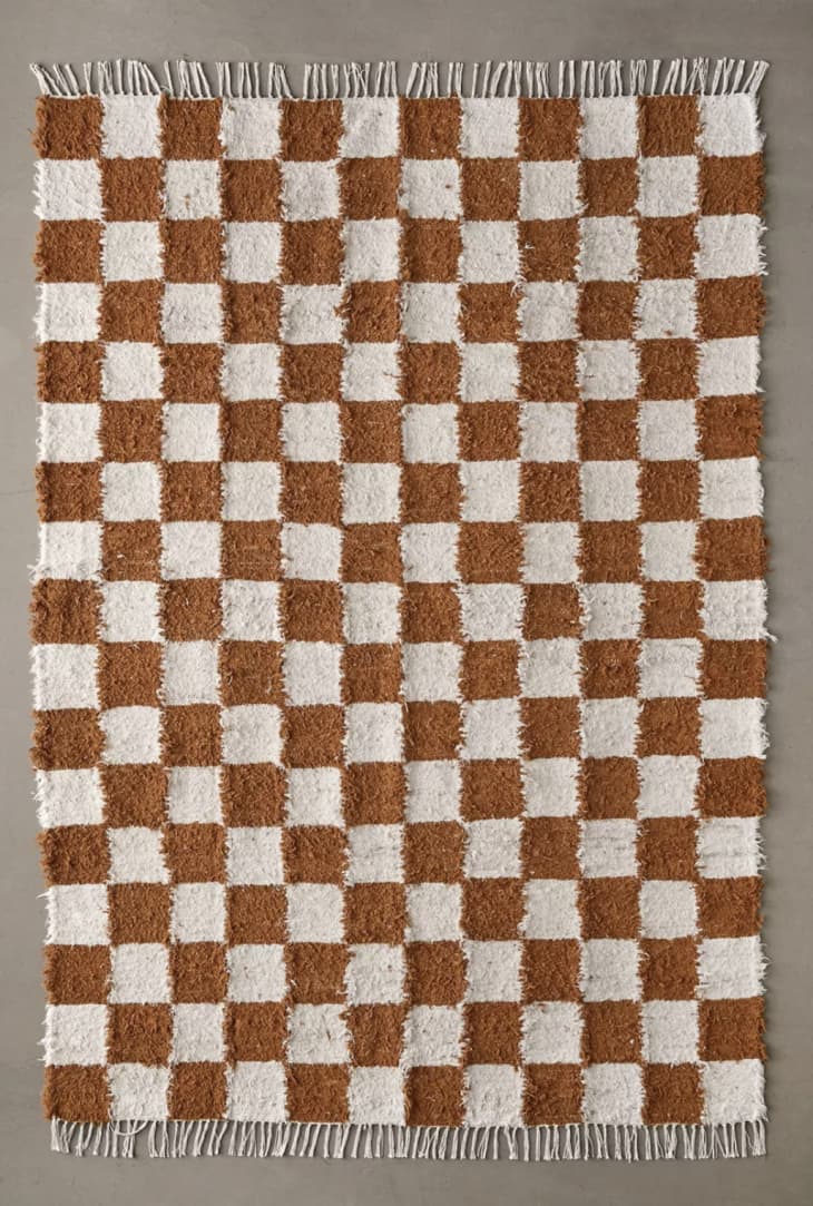 Checkerboard Shaggy Rug, 5" x 7" at Urban Outfitters