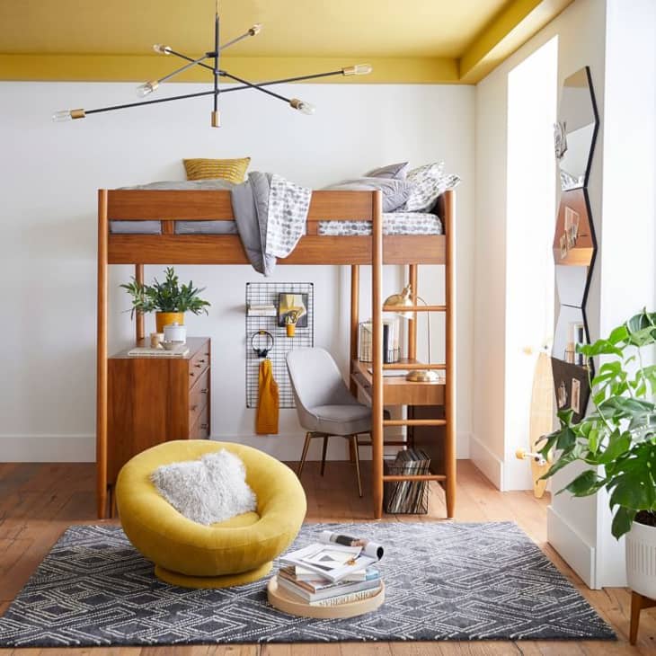 modern loft bed with desk