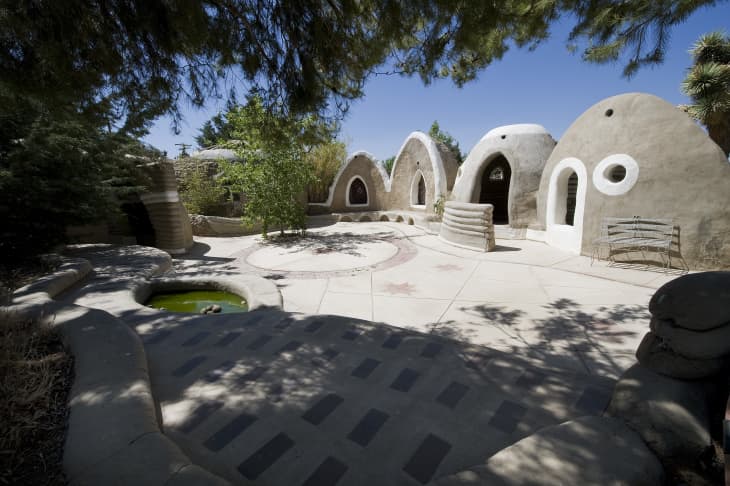 Courtyard of Super Adobe building.