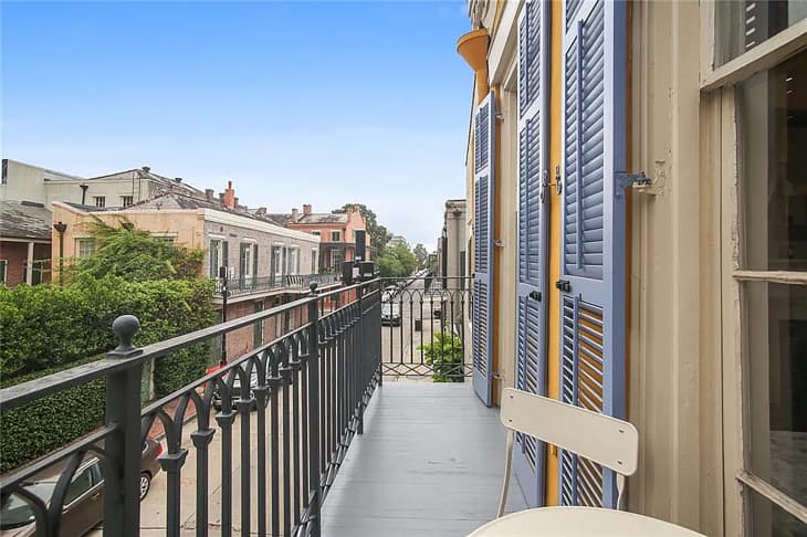 Balcony of New Orleans townhouse over looking the city.