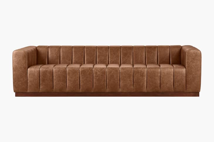 Forte 101” Extra-Large Channeled Saddle Leather Sofa at CB2