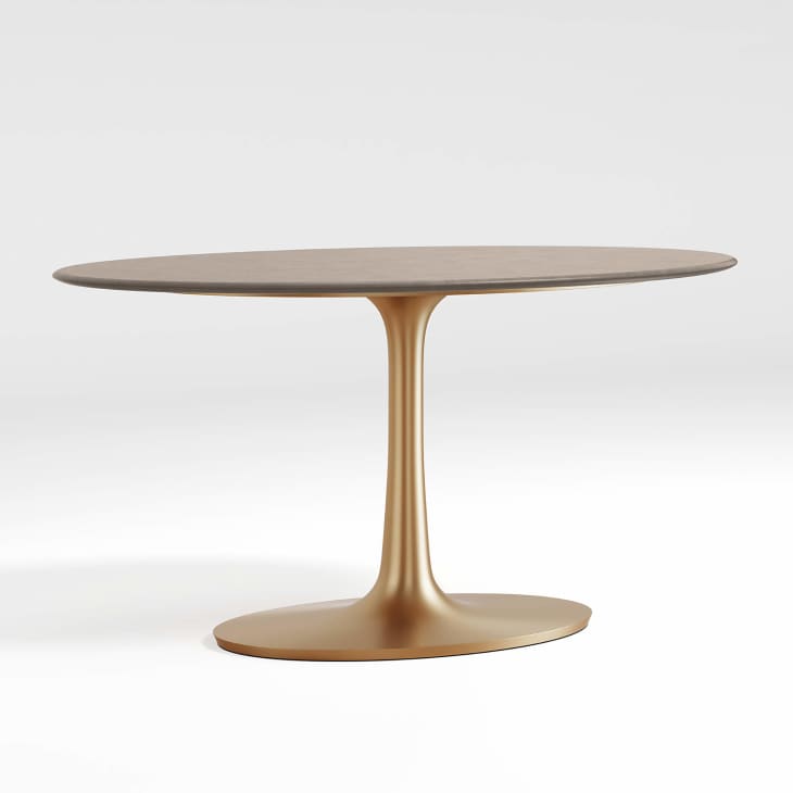 Product Image: Nero Oval Concrete Dining Table with Brass Base