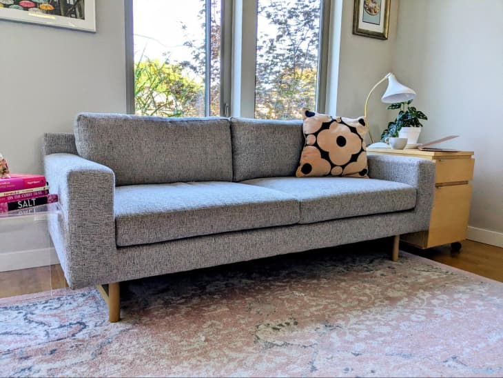 gray West Elm Eddy sofa in someone's home.