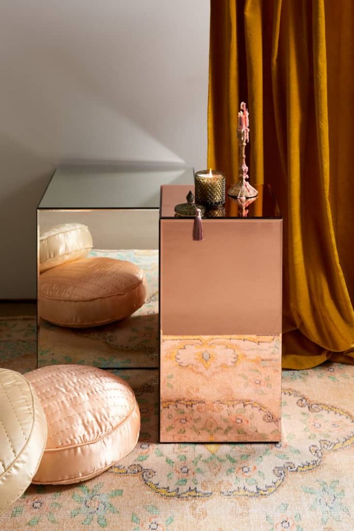 Rosy Mirrored Side Table Pedestal from Urban Outfitters