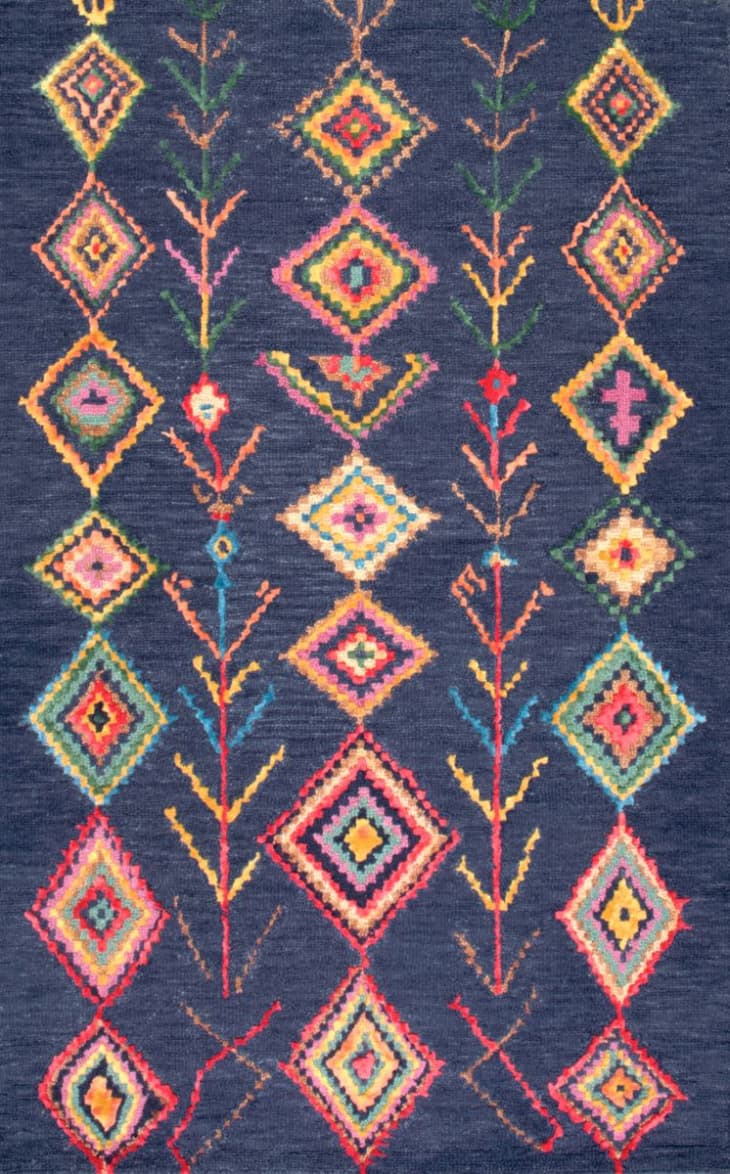 Navy Moroccan rug with bright details