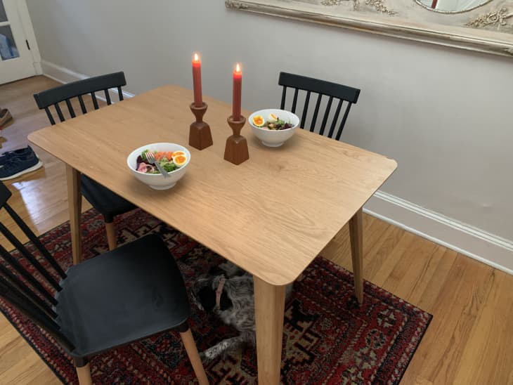 Dining table with candlesticks