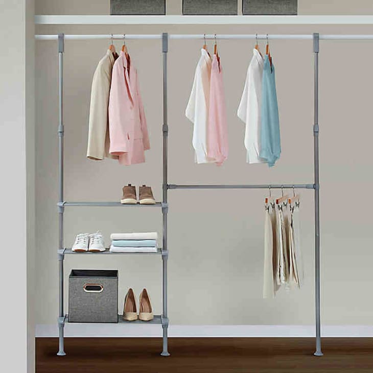 Closet organization kit from Bed Bath and Beyond in a Satin Nickel Finish