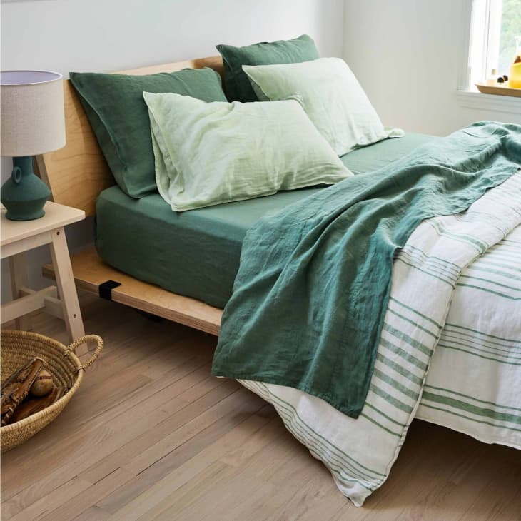 Green linen sheets from Brooklinen