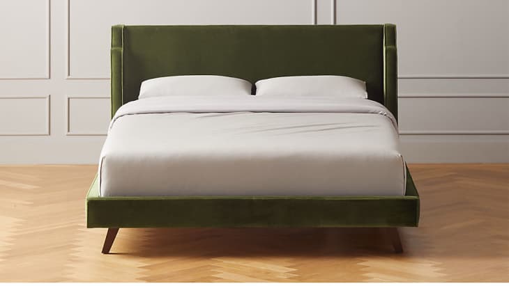 Green velvet bed from CB2