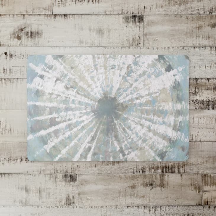 Tie-Dye kitchen mat in blue and gray