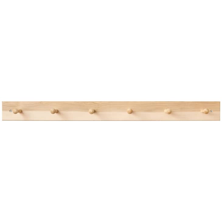 Shaker style hook rail from The Container store in Maple wood