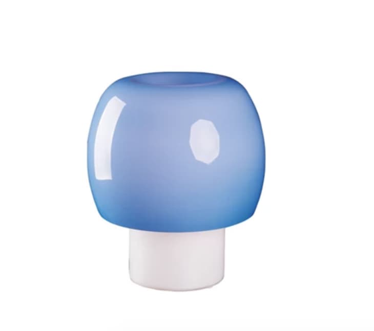 Blue and white glass mushroom lamp