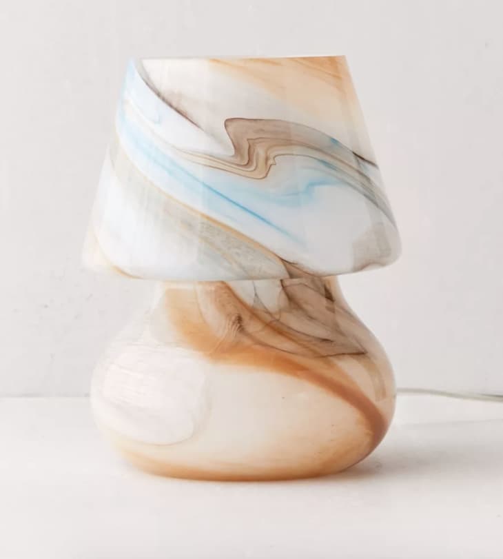 Swirled blue and brown and white mushroom table lamp from Urban Outfitters