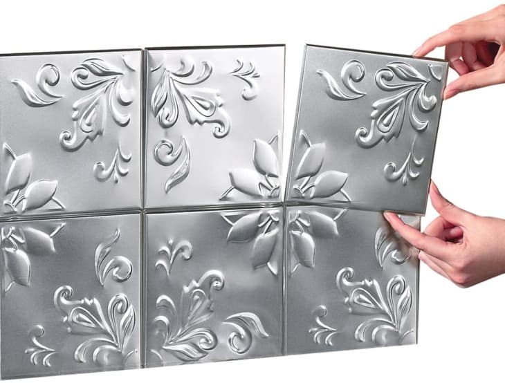 Tin faux tiles with sticker backs from Amazon