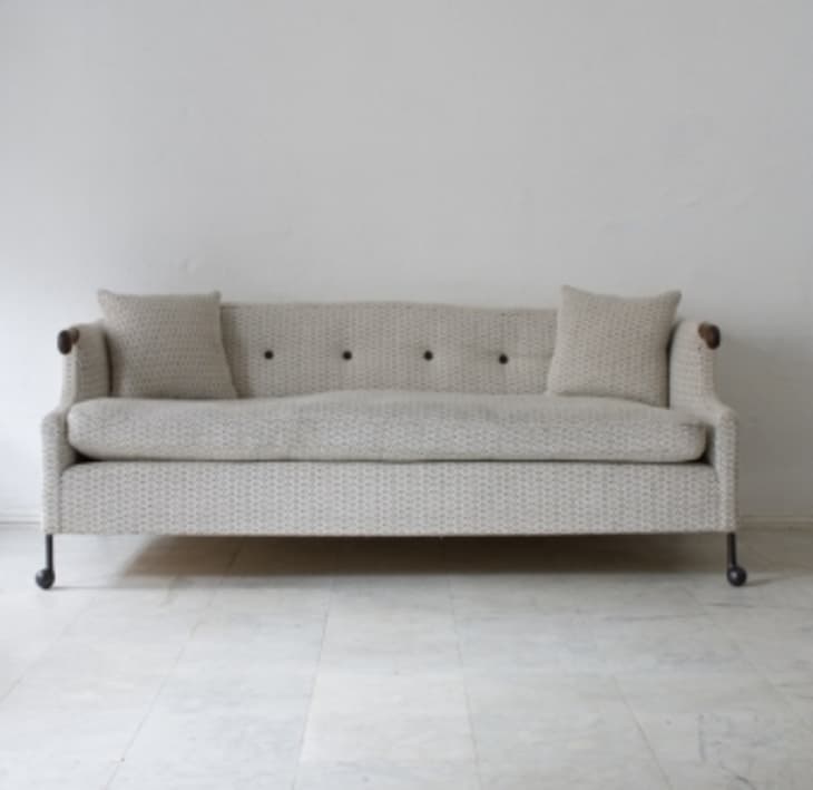 Flax linen sofa with wood legs from BDDW