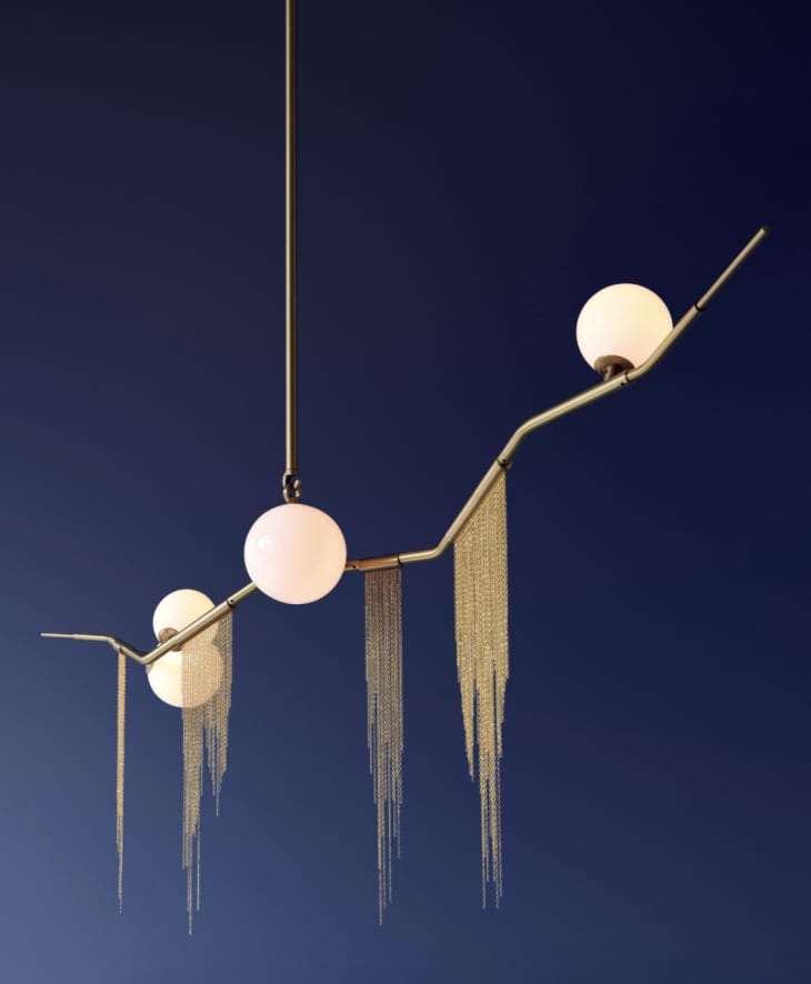 brass light with chained fringe from Lindsay Adelman