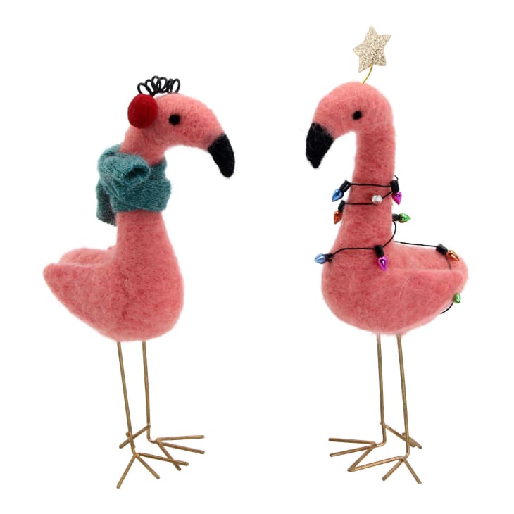 Whimsical flamingo figures for the holiday