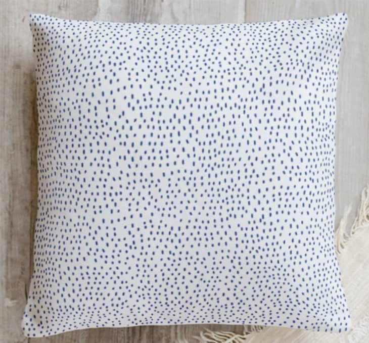 Blue and white pillow with a speckle pattern from Minted