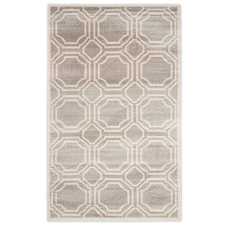 Gray and tan neutral geometric indoor/outdoor rug