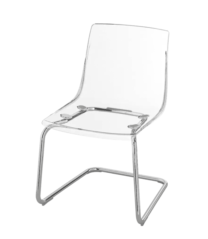 Clear chair with chrome legs from IKEA