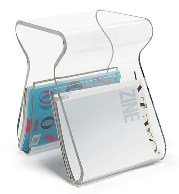 Clear stool with storage in the legs