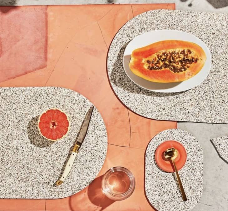 Terrazzo placemat with cream background