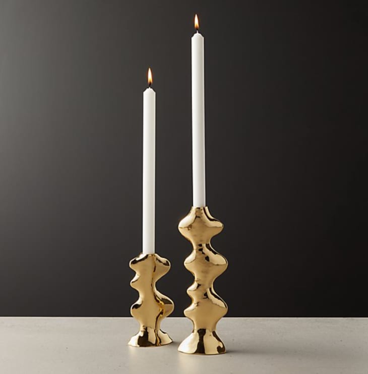 Brass finished wavy candleholders for taper candles