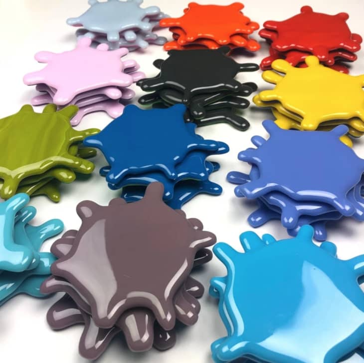 Blob coasters in assorted colors of the rainbow