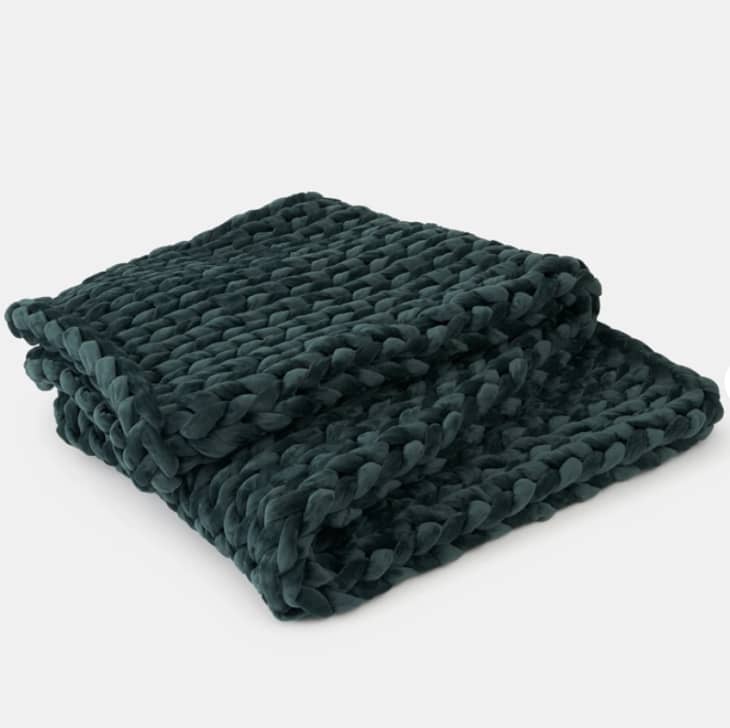 Bearaby Velvet Napper weighted blanket in green