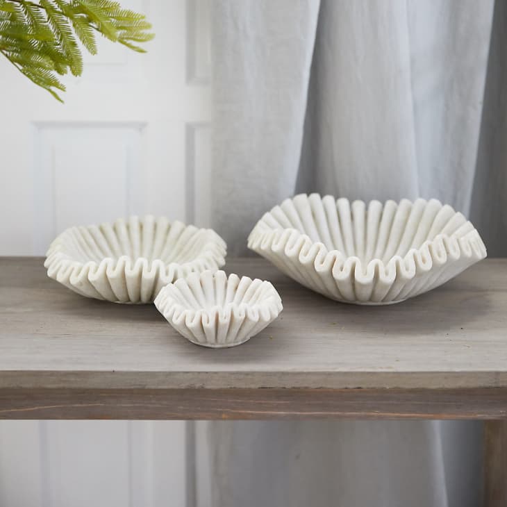 Ruffled white bowls from Terrain