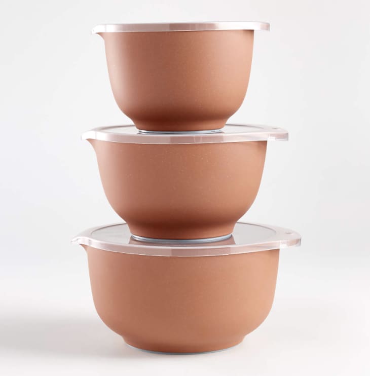 Terracotta colored mixing bowls from Crate &amp; Barrel