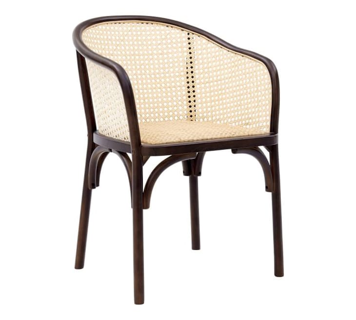 Pottery Barn rattan and brown dining chair