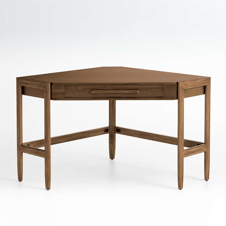 wooden corner desk from Crate and Barrel