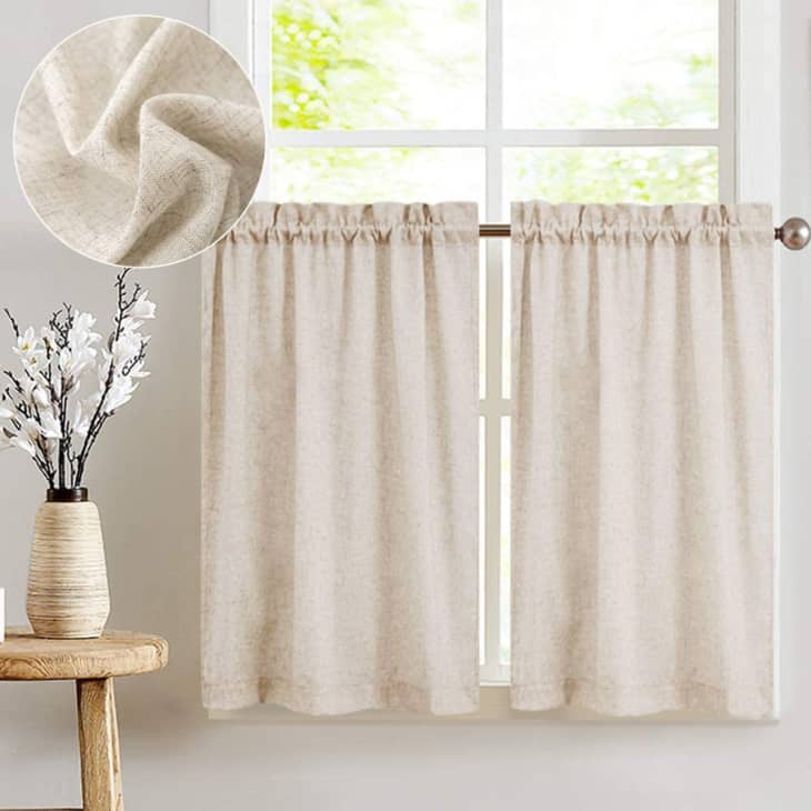 Linen cafe curtains in flax from Amazon