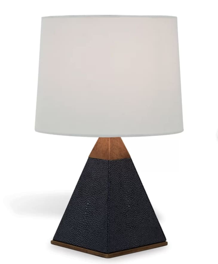 Black table lamp with a faux shagreen bsae