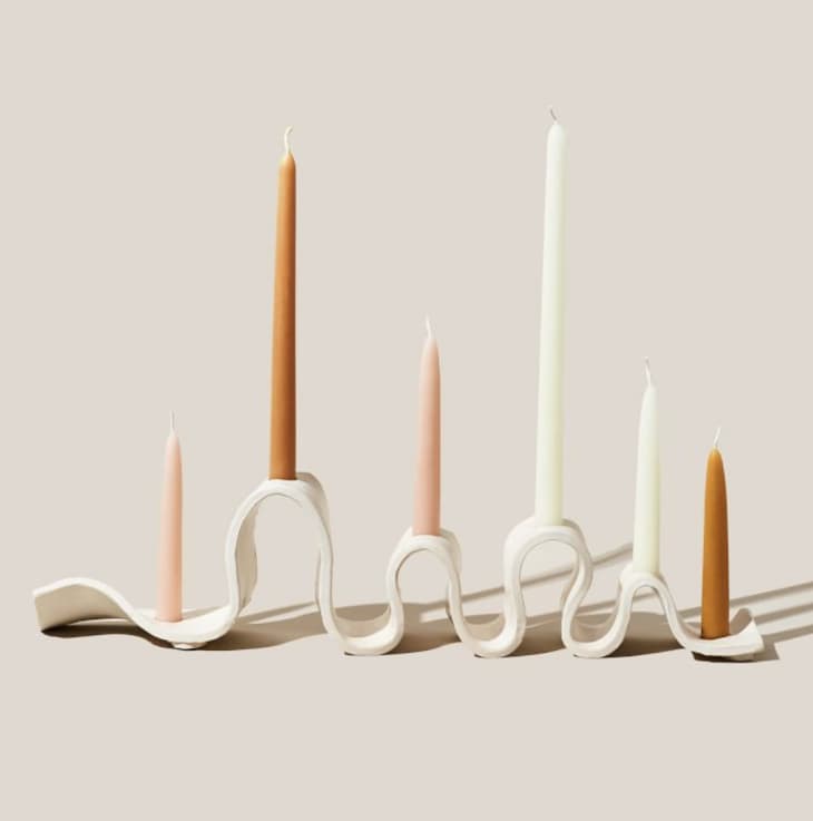 White ceramic serpentine candleabra