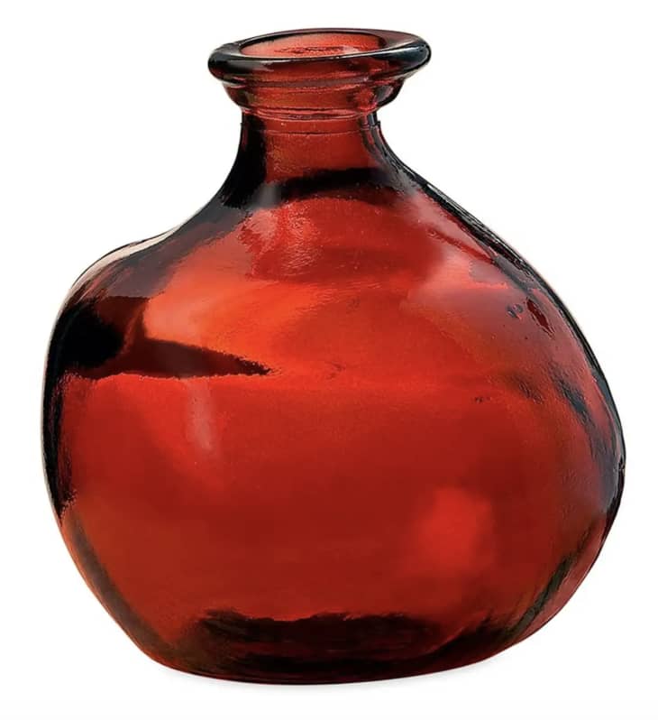 Red glass bubble vase