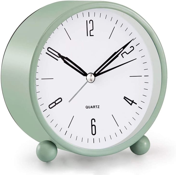 Green retro round alarm clock