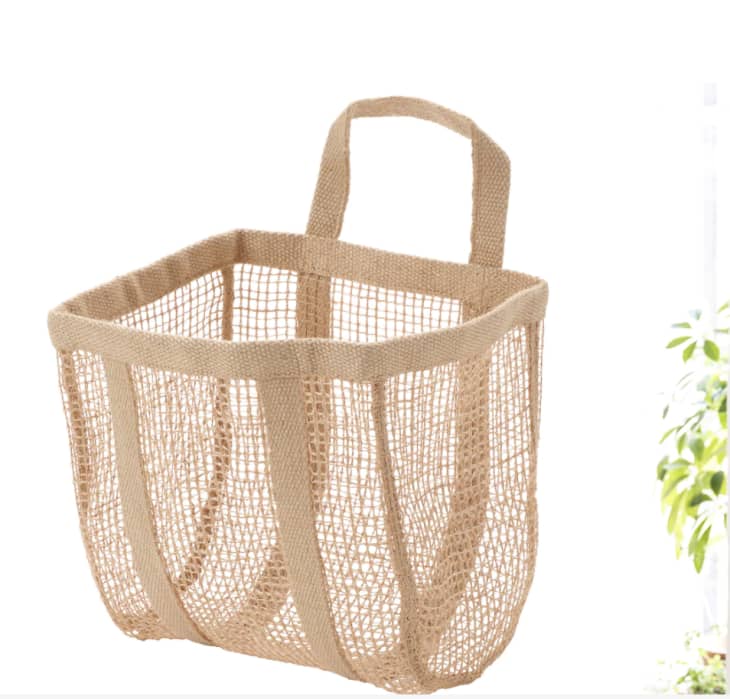Hanging natural fiber basket from IKEA