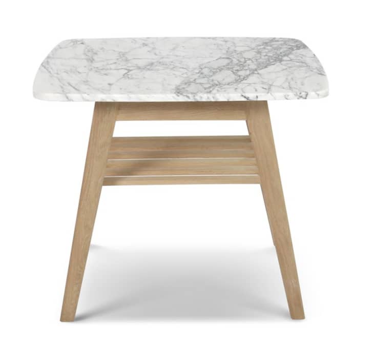 Carrara table with oak shelf