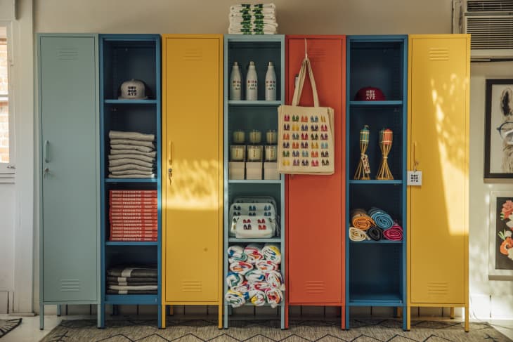 colorful locker-style storage