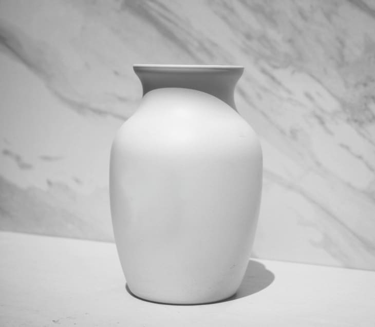 white vase on marble background