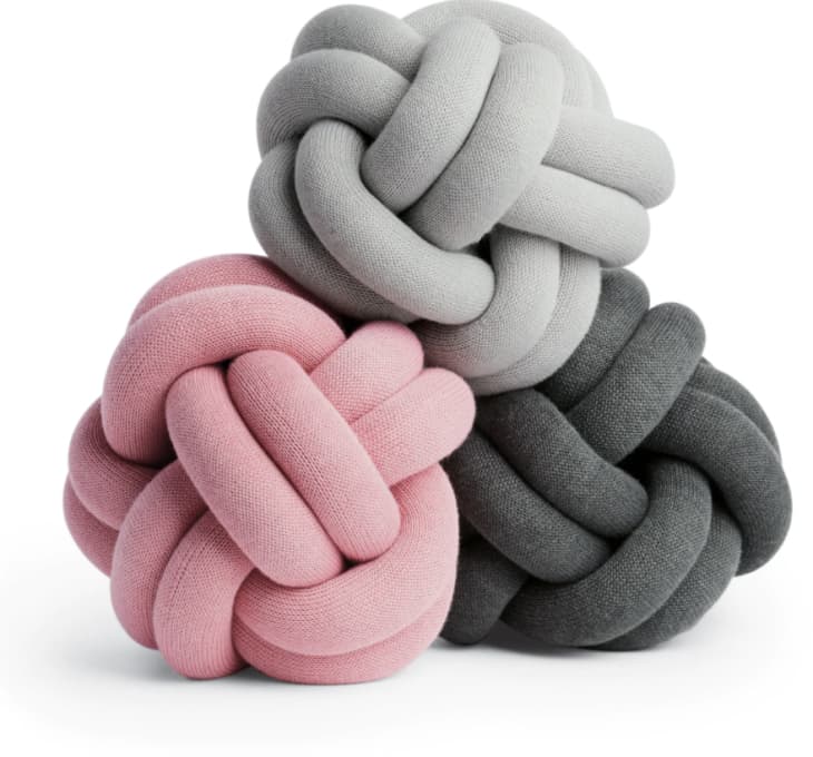 Knot Pillows in Pink and gray
