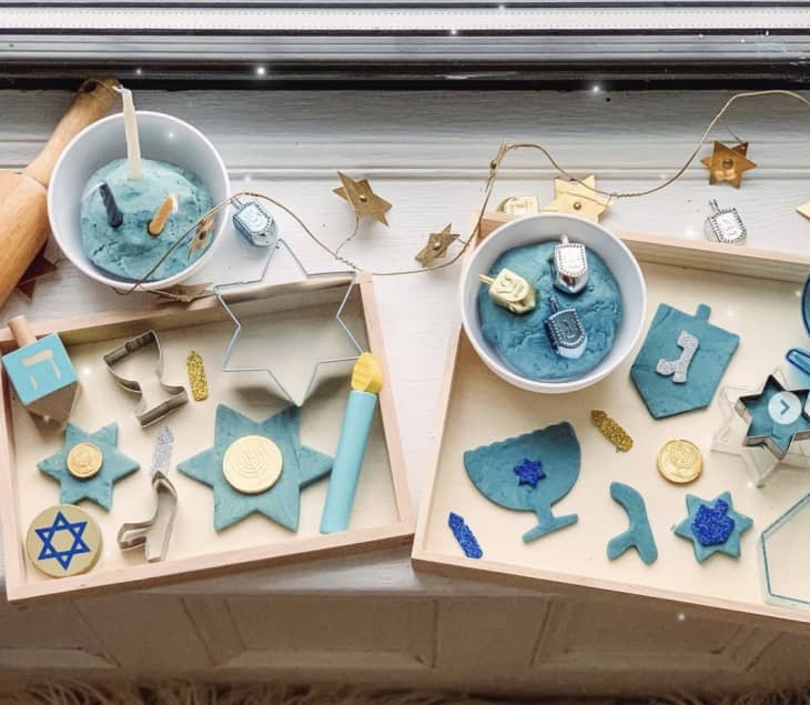 Hanukkah crafting with playdough and cookie cutters by Ariel Scheer Stein
