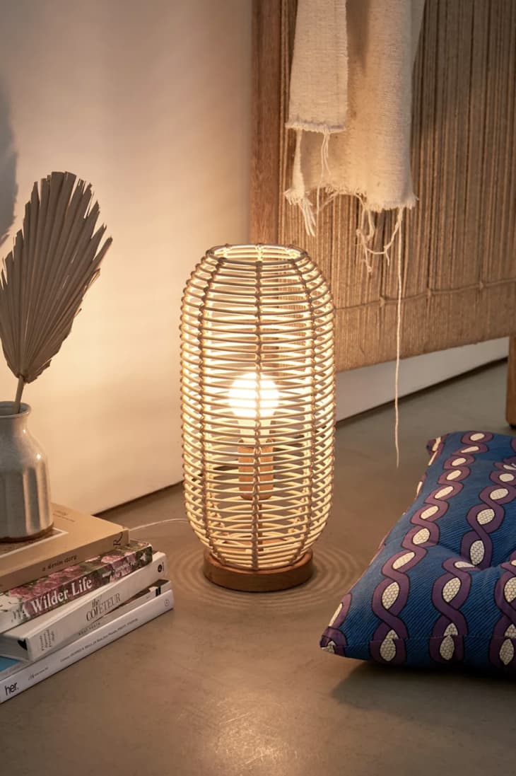 Rattan table lamp in a cylinder shape from Urban Outfitters