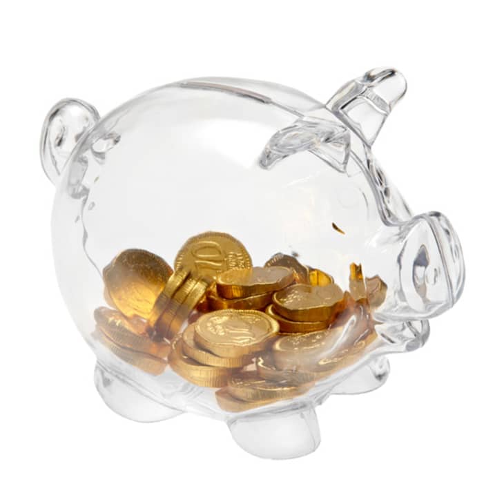 Clear pig-shaped piggy bank from The Container Store