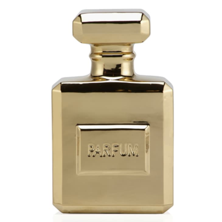 Gold perfume bottle piggy bank from Z Gallerie