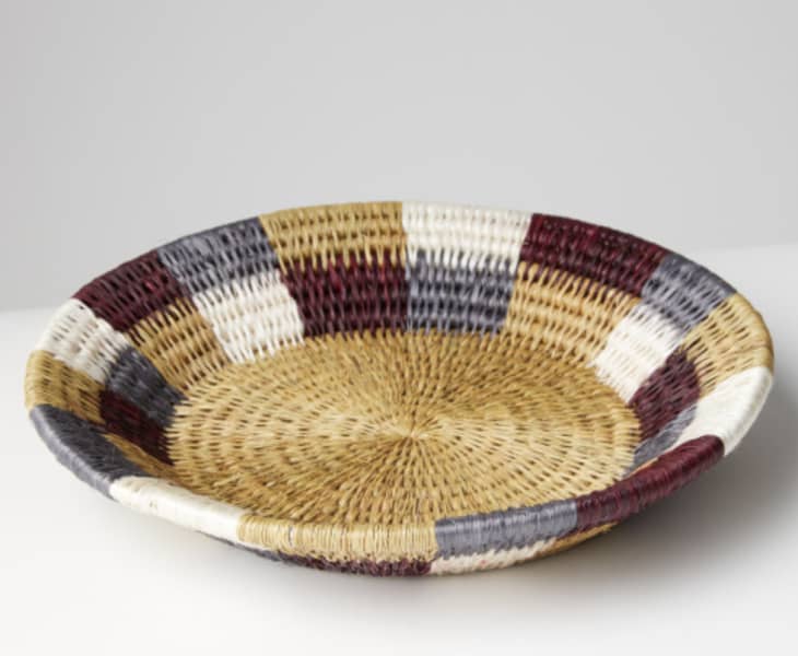 made in Africa woven basket with a check motif
