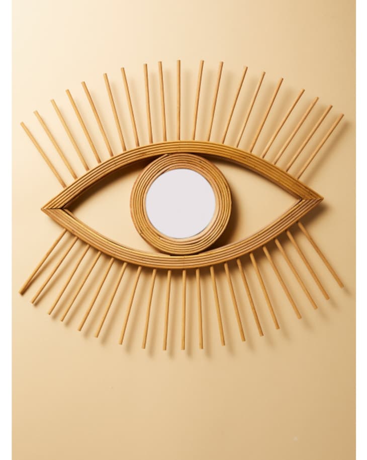 eye-shaped rattan mirror